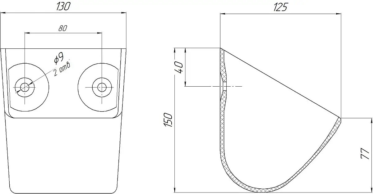 Ковш норийный полимерный МАСТУ 010-1 (130*150*125 мм)