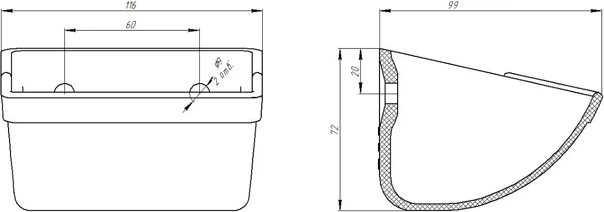 Ковш норийный полимерный МАСТУ 006 (116*72*99 мм)