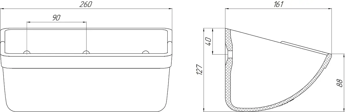 Ковш норийный полимерный МАСТУ 110 (260*127*161 мм)